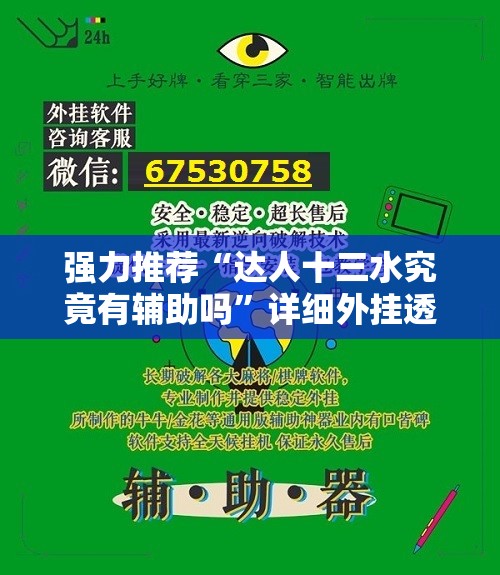 强力推荐“达人十三水究竟有辅助吗”详细外挂透视辅助软件教程