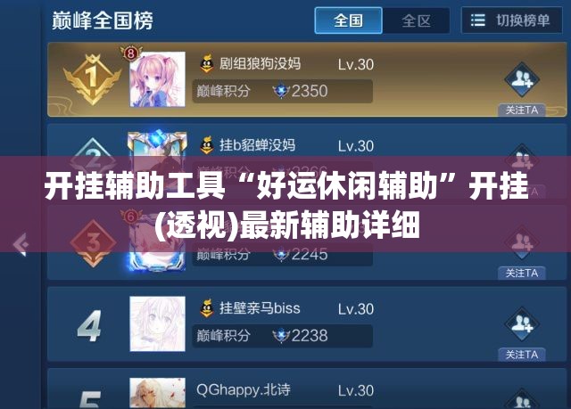 开挂辅助工具“好运休闲辅助”开挂(透视)最新辅助详细