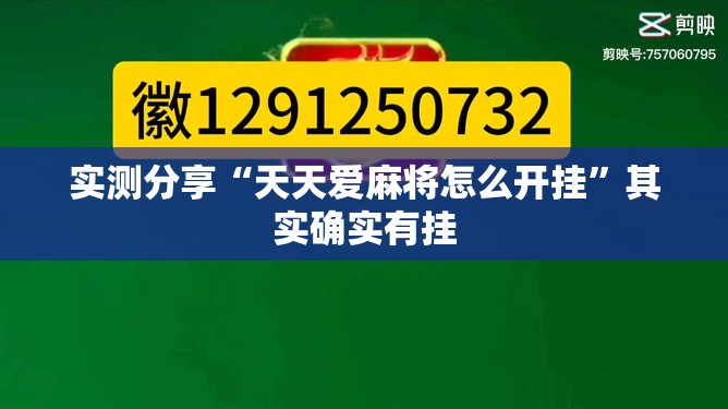 实测分享“天天爱麻将怎么开挂	”其实确实有挂