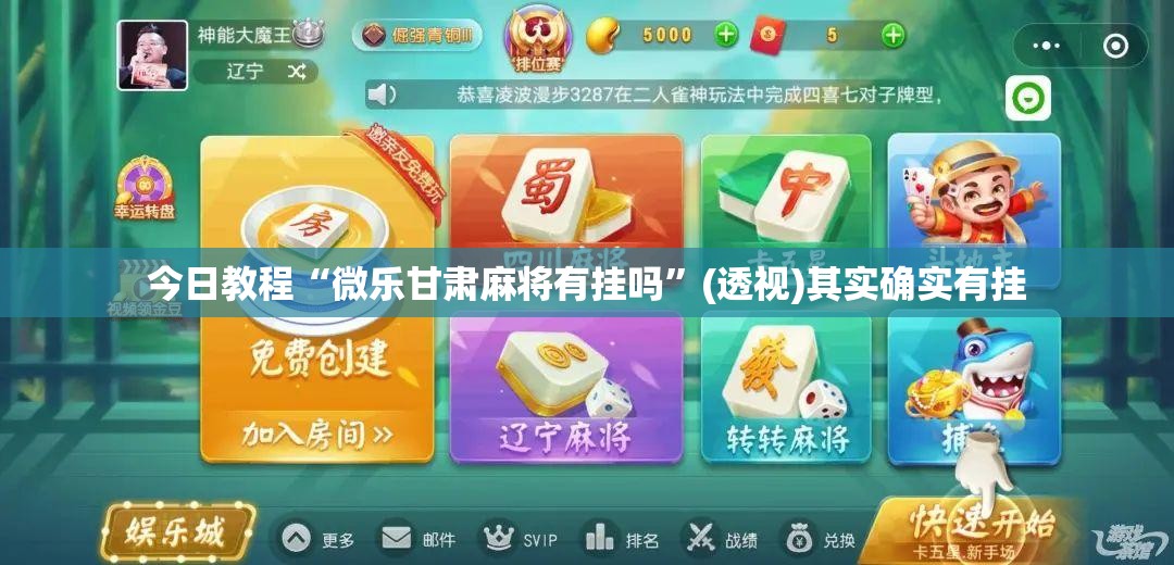 今日教程“微乐甘肃麻将有挂吗”(透视)其实确实有挂
