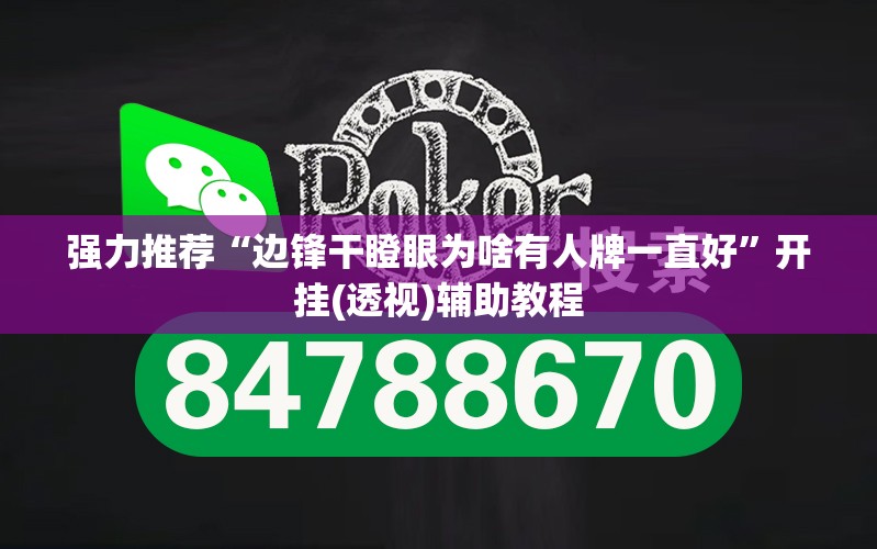 强力推荐“边锋干瞪眼为啥有人牌一直好”开挂(透视)辅助教程