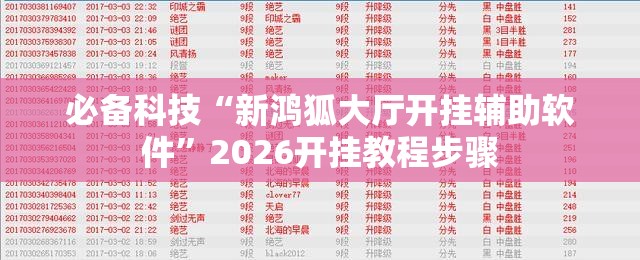 必备科技“新鸿狐大厅开挂辅助软件”2026开挂教程步骤