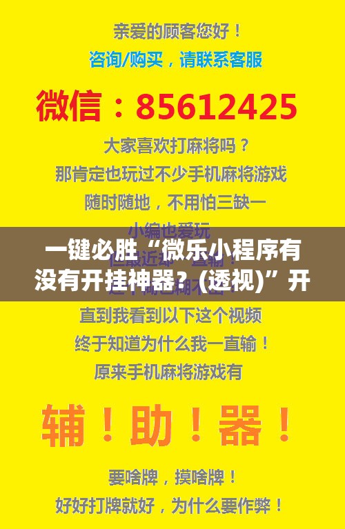 一键必胜“微乐小程序有没有开挂神器？(透视)	”开挂辅助脚本+详细开挂安装教程