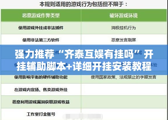 强力推荐“齐泰互娱有挂吗	”开挂辅助脚本+详细开挂安装教程