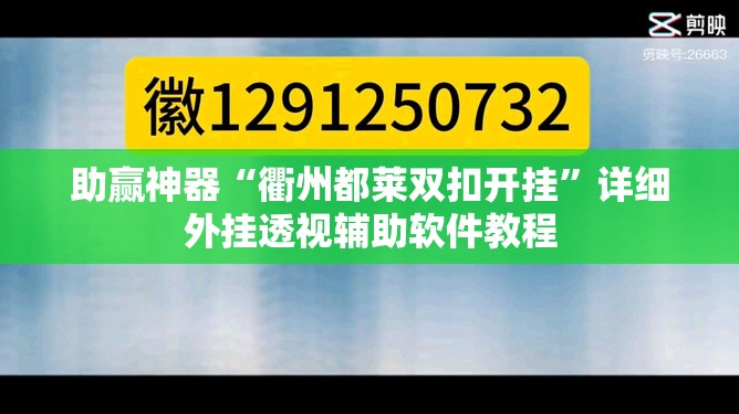 助赢神器“衢州都莱双扣开挂”详细外挂透视辅助软件教程