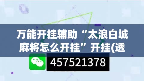 万能开挂辅助“太浪白城麻将怎么开挂”开挂(透视)辅助神器