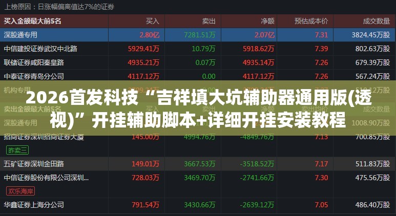 2026首发科技“吉祥填大坑辅助器通用版(透视)”开挂辅助脚本+详细开挂安装教程