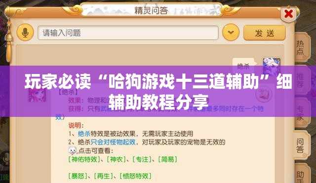玩家必读“哈狗游戏十三道辅助”细辅助教程分享