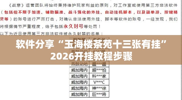 软件分享“玉海楼茶苑十三张有挂”2026开挂教程步骤
