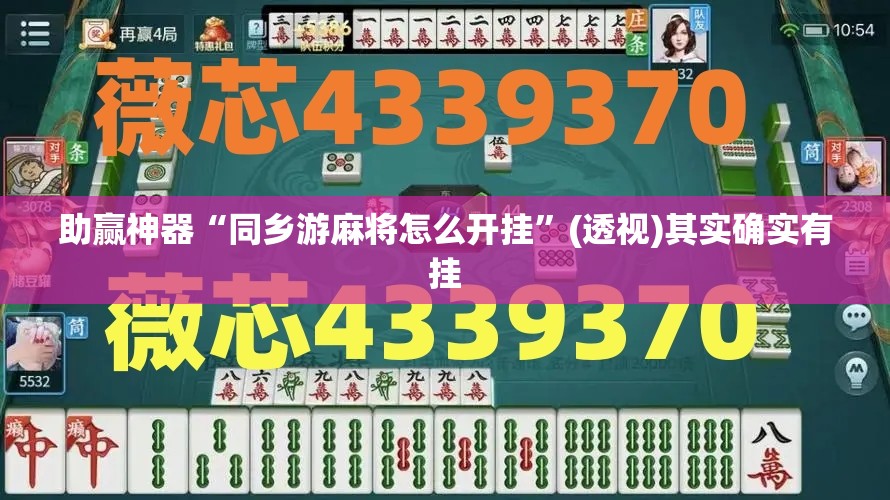 助赢神器“同乡游麻将怎么开挂”(透视)其实确实有挂