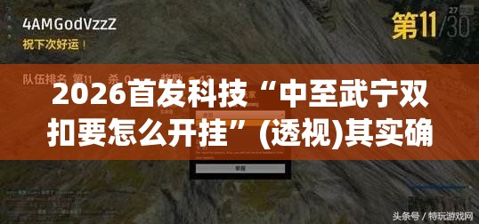 2026首发科技“中至武宁双扣要怎么开挂”(透视)其实确实有挂