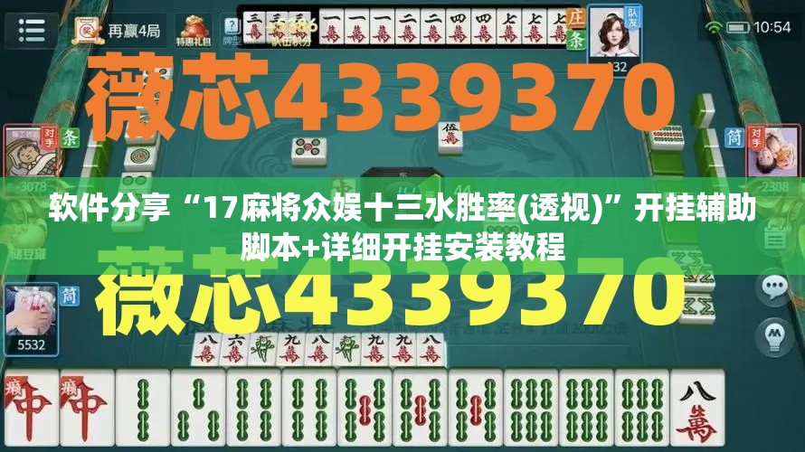 软件分享“17麻将众娱十三水胜率(透视)	”开挂辅助脚本+详细开挂安装教程