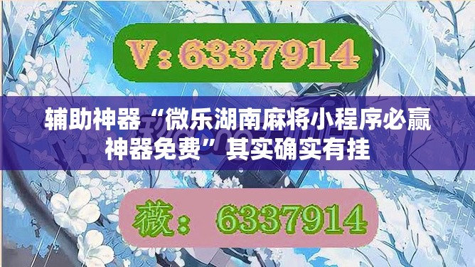 辅助神器“微乐湖南麻将小程序必赢神器免费”其实确实有挂
