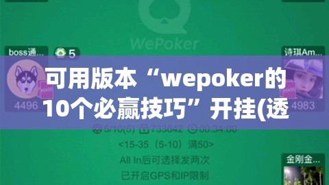 可用版本“wepoker的10个必赢技巧”开挂(透视)最新辅助详细