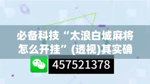 必备科技“太浪白城麻将怎么开挂	”(透视)其实确实有挂