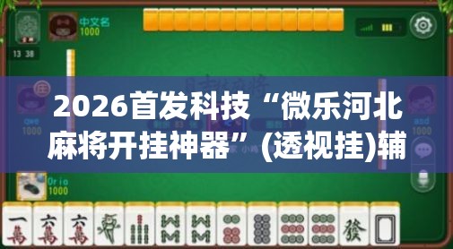 2026首发科技“微乐河北麻将开挂神器”(透视挂)辅助下载教程