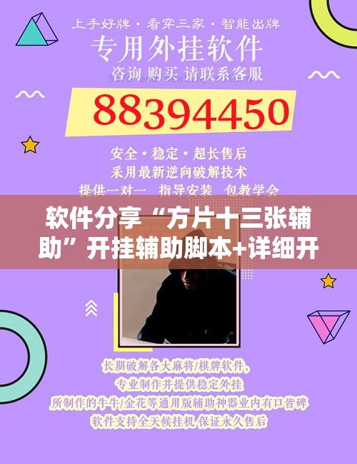 软件分享“方片十三张辅助	”开挂辅助脚本+详细开挂安装教程
