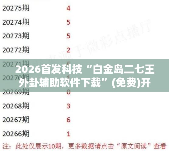 2026首发科技“白金岛二七王外卦辅助软件下载”(免费)开挂辅助教学(最新辅助开挂教程)