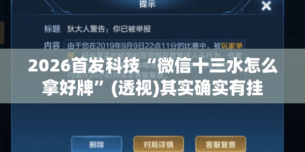2026首发科技“微信十三水怎么拿好牌”(透视)其实确实有挂