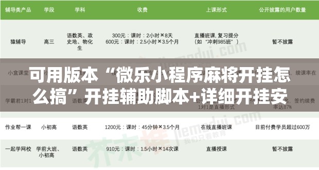可用版本“微乐小程序麻将开挂怎么搞”开挂辅助脚本+详细开挂安装教程