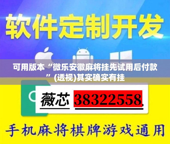 可用版本“微乐安徽麻将挂先试用后付款”(透视)其实确实有挂