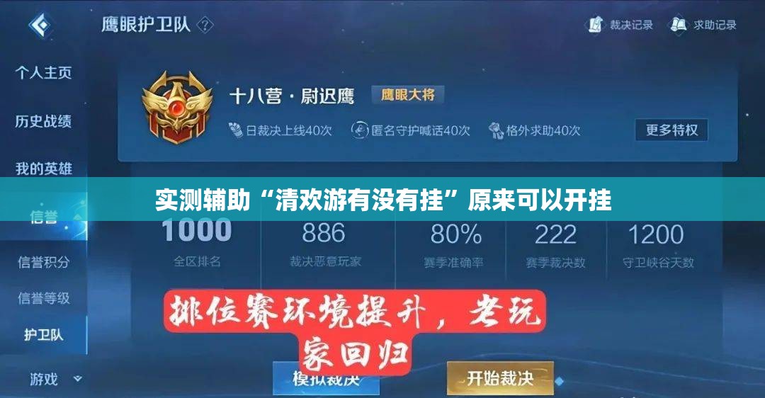 实测辅助“清欢游有没有挂”原来可以开挂