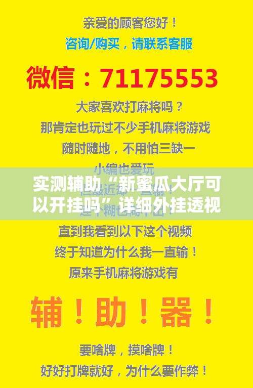 实测辅助“新蜜瓜大厅可以开挂吗”详细外挂透视辅助软件教程