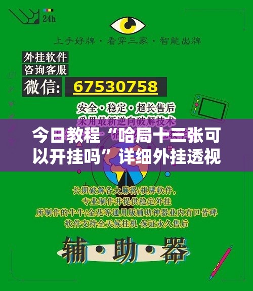 今日教程“哈局十三张可以开挂吗”详细外挂透视辅助软件教程