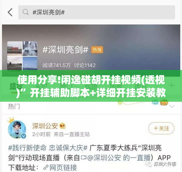 使用分享!闲逸碰胡开挂视频(透视)	”开挂辅助脚本+详细开挂安装教程