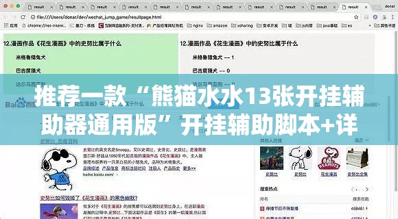 推荐一款“熊猫水水13张开挂辅助器通用版”开挂辅助脚本+详细开挂安装教程