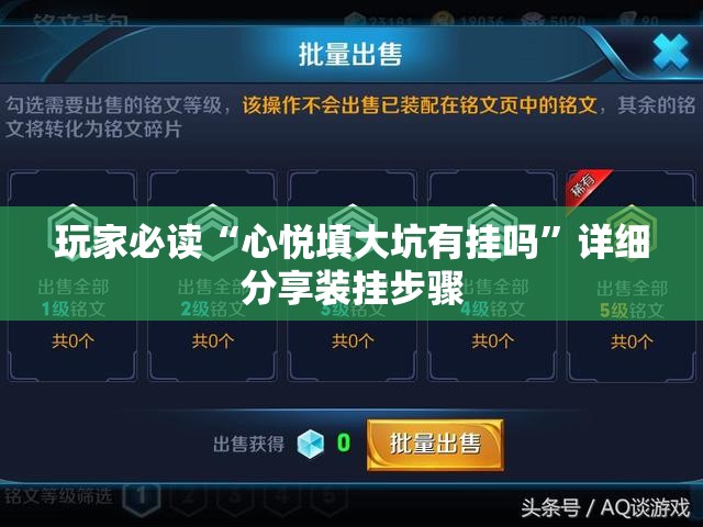玩家必读“心悦填大坑有挂吗”详细分享装挂步骤